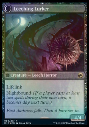 leeches mtg card Curse of Leeches // Leeching Lurker [Innistrad: Midnight Hunt Prerelea