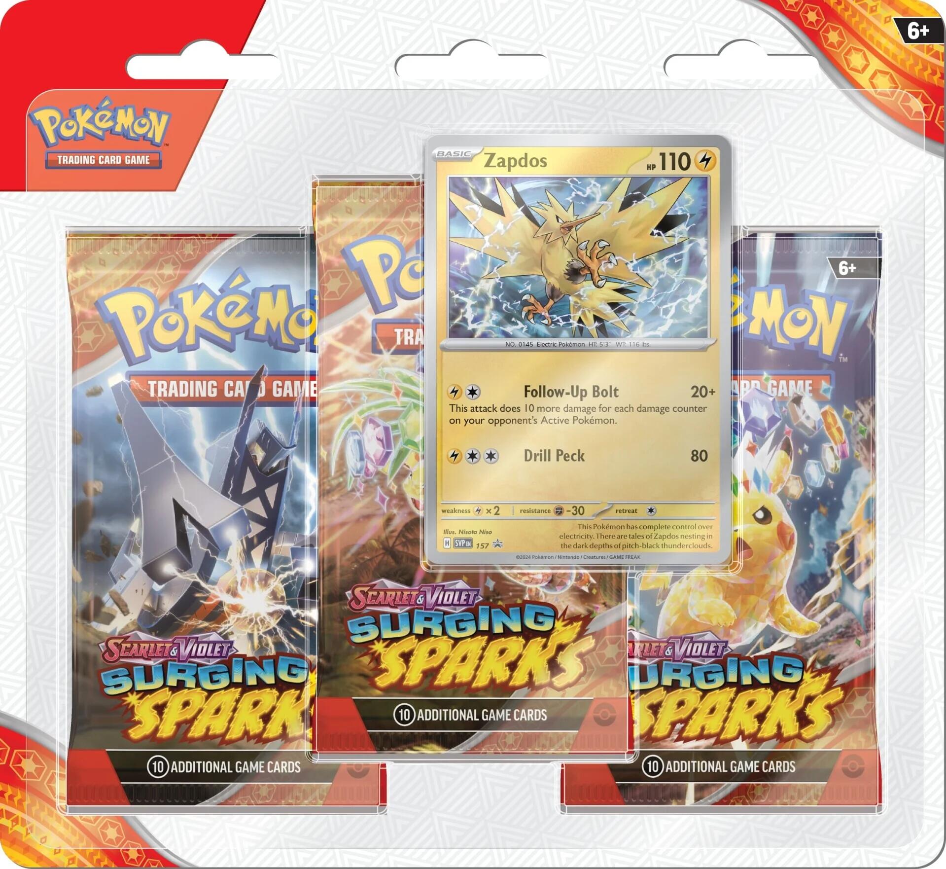 *PRE ORDER* Scarlet & Violet: Surging Sparks - 3 Pack Blisters (Zapdos)