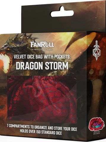 MDG Fanroll Velvet Dice Bag with Pockets - Dragon Storm