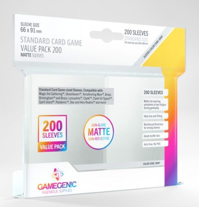 Gamegenic Matte Standard Card Game Sleeve Value Pack 200ct