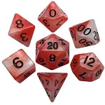 Acrylic Dice: Red/White w/ Black Numbers Poly Set