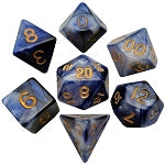 Acrylic Dice: Combo Attack. Blue/White w/ Gold 16mm Poly