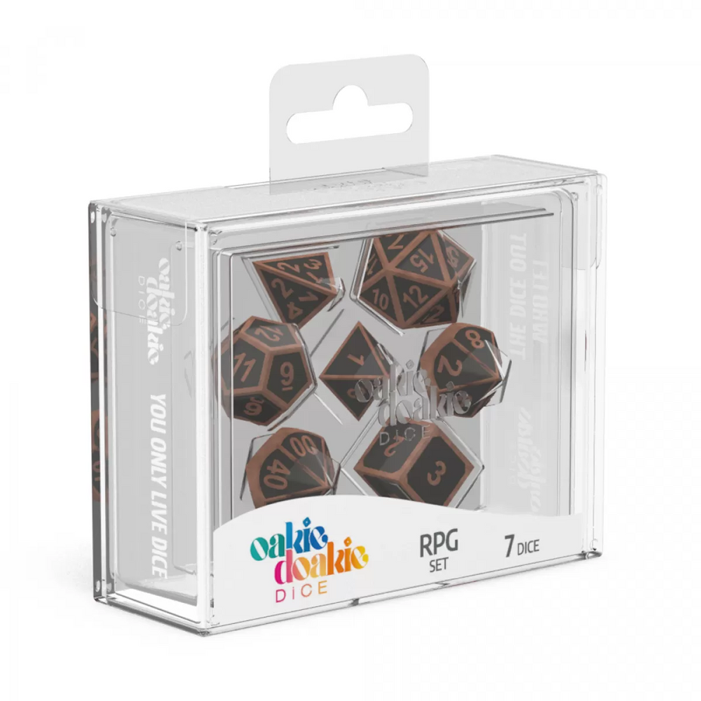 Oakie Doakie Dice RPG Set Metal Dice - Steampunk