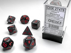 Chessex Velvet Series -  Polyhedral Black/red 7-Die Set
