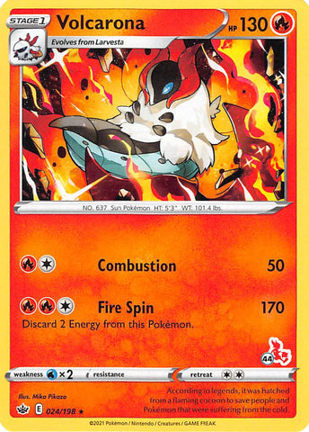 Volcarona (24/198) (Cinderace Stamp #44) [Battle Academy 2022]