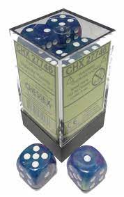 Chessex - Signature 16mm D6 (12 Dice) Festive Waterlily/White