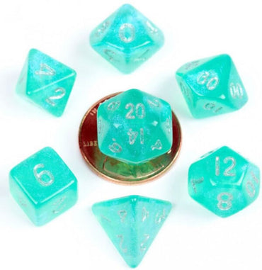 Mini Polyhedral Dice Set: Stardust Teal