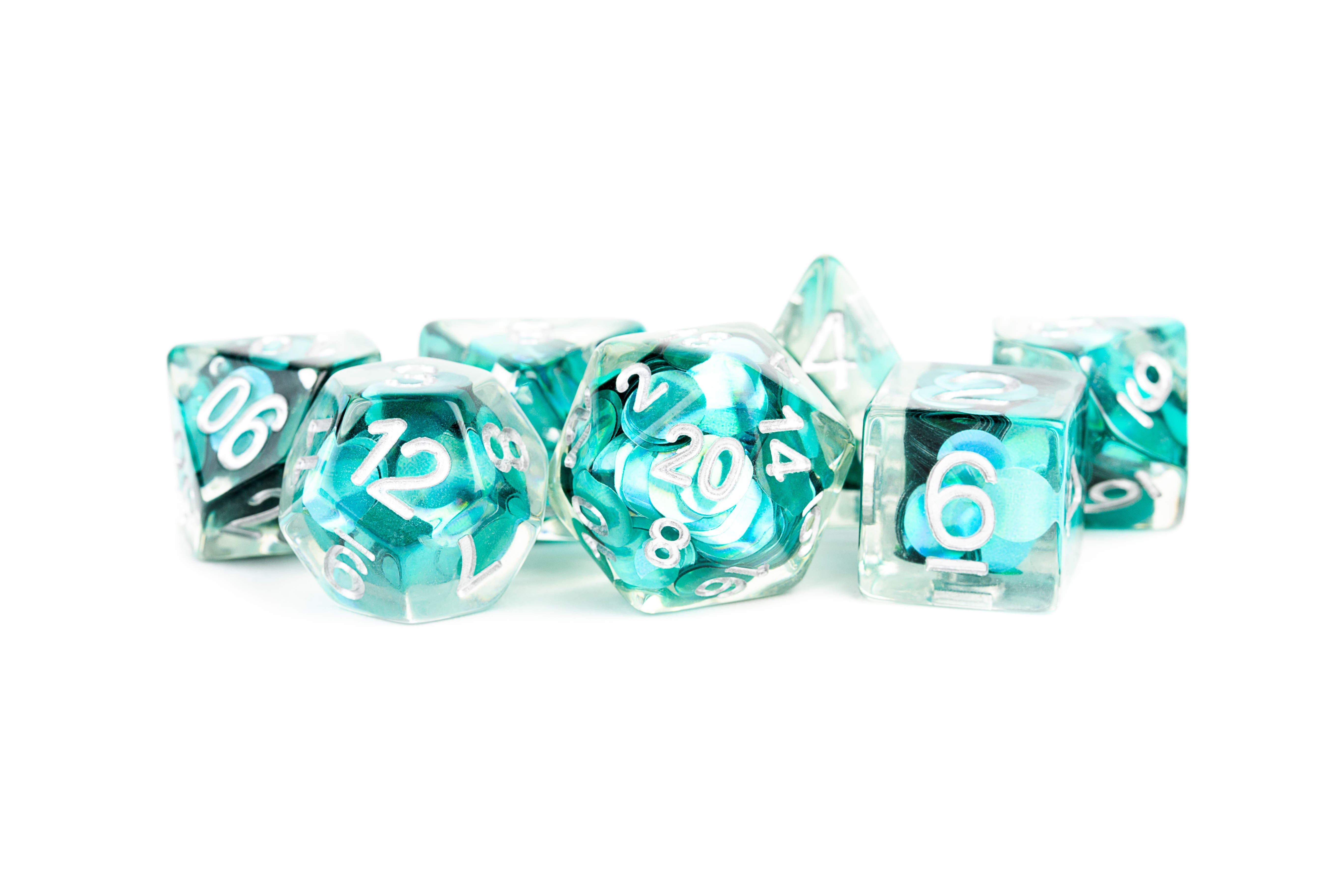 Resin Polyhedral Dice Set: Mermaid Scales Dice