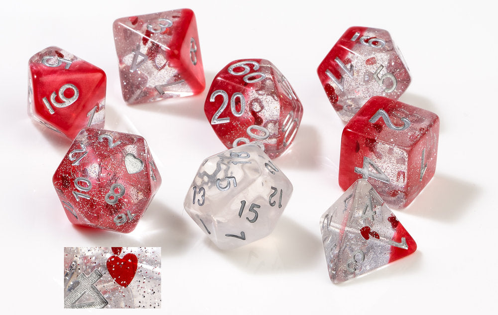 Sirius Dice: Semi-Translucent Hearts - 7-Die Set