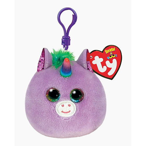 Ty Beanies Squishy Beanies Mini Clip-On  ROSETTE the Purple Unicorn