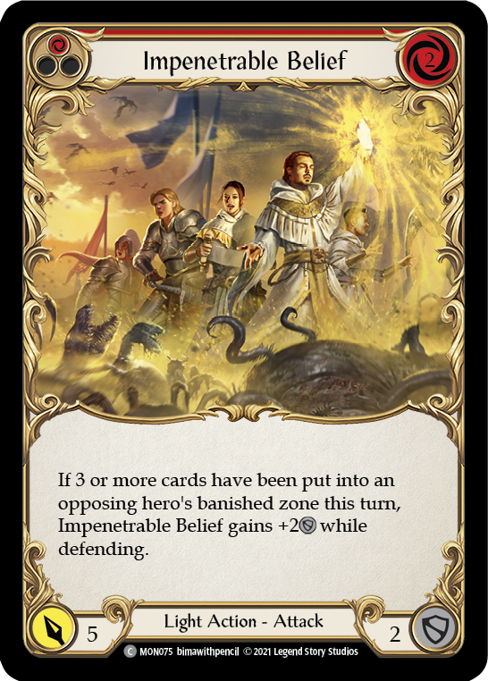 Impenetrable Belief (Red) [MON075-RF] (Monarch)  1st Edition Rainbow Foil