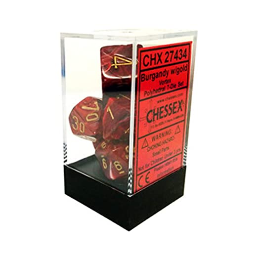 Chessex 7 Dice Set - Vortex (Burgundy/Gold)
