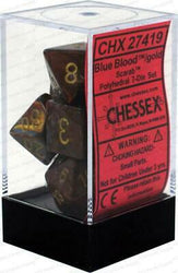 Chessex 7-Die Polyhedral Set - Scarab (Blue blood/Gold)
