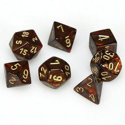 Chessex 7-Die Polyhedral Set - Scarab (Blue blood/Gold)