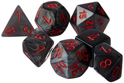 Chessex Velvet Series -  Polyhedral Black/red 7-Die Set