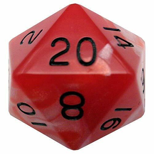 Metallic Dice Games: 35mm Mega D20 - Red and White with Black